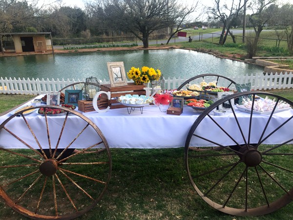 "Rustic Wagon Along Water's Edge Provide Refreshments for Guests"
